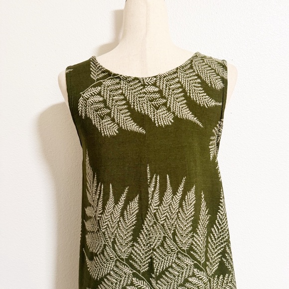 Makai Beach Palapalai Olive Palm Print A Line Dress - Picture 5 of 10